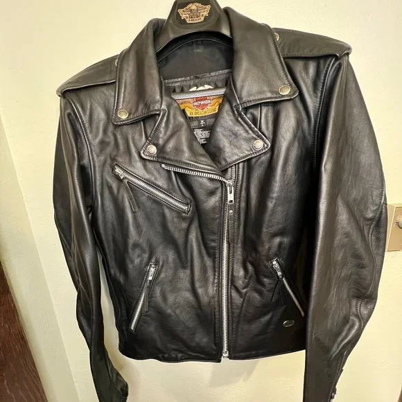 Women's Leather Motorcycle Jacket - Large - Picture 1 of 6